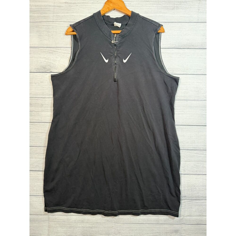 Nike Women's 1X Black Sleeveless Quarter Zip Swoosh Athletic Dress 4341